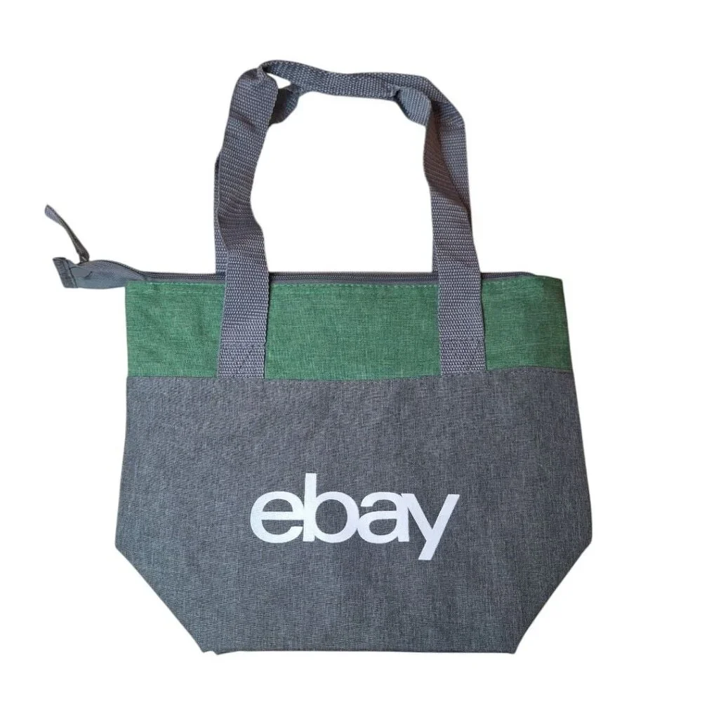 Swag Insulated Lunch Bag Tote Cooler Green Gray‎ Zip 12 x 10 Lightweight